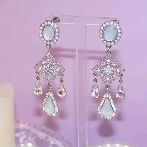 Beautiful Opal Water Drop Dangle Earrings